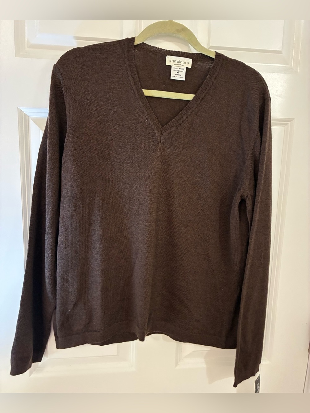NEW! Extra Fine Merino Wool "annalaura" Chocolate Sweater - Size XL Italy